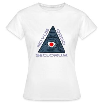 NOVUS ORDO SECLORUM Le nouvel ordre mondial - T-shirt Femme - blanc - Devant - AI Model Female 172 dark (172cm)