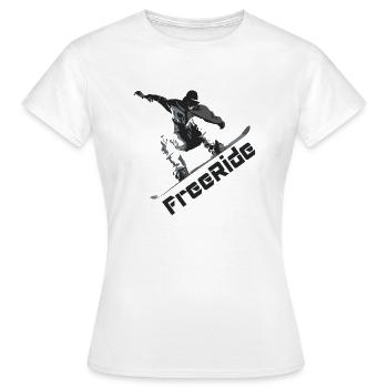 FreeRide, Snowboarden, Powder Boarding, Skiurlaub - Frauen T-Shirt - Weiß - Vorne - AI Model Female 172 dark (172cm)