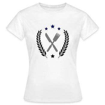 besteck - Frauen T-Shirt - Weiß - Vorne - AI Model Female 172 dark (172cm)
