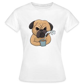 Chien grincheux avec café muffins du matin - T-shirt Femme - blanc - Devant - AI Model Female 172 dark (172cm)