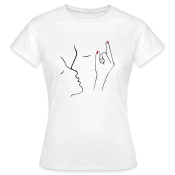 Un Baiser.Geste vital. Bouche à bouche - T-shirt Femme - blanc - Devant - AI Model Female 172 dark (172cm)