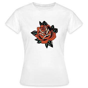 pink flower leaf 403 A - Women's T-Shirt - white - Front - AI Model Female 172 dark (172cm)