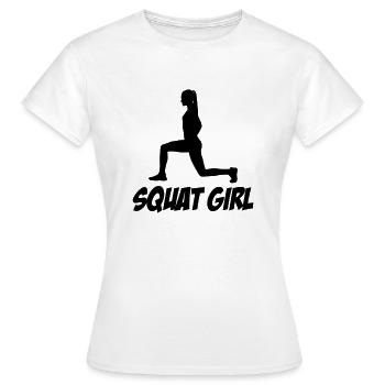 woman squat girl - Frauen T-Shirt - Weiß - Vorne - AI Model Female 172 dark (172cm)
