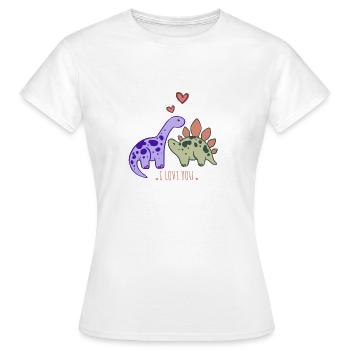 Liebende Dinosaurier - Frauen T-Shirt - Weiß - Vorne - AI Model Female 172 dark (172cm)