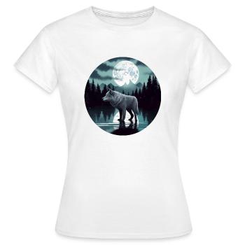Grey Wolf Survives The Forest Moon Lake Graphic - Women's T-Shirt - white - Front - AI Model Female 172 dark (172cm)