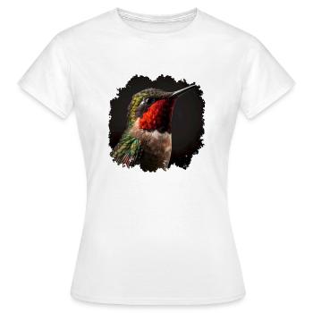 Les colibris sont connus pour leurs plumes colorées - T-shirt Femme - blanc - Devant - AI Model Female 172 dark (172cm)