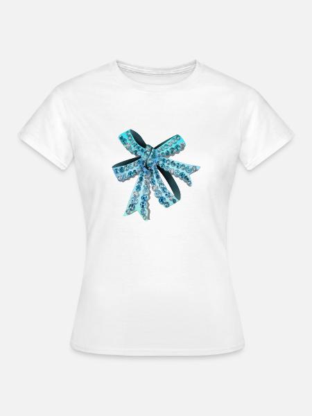 Blaue Schleife - Frauen T-Shirt - Weiß