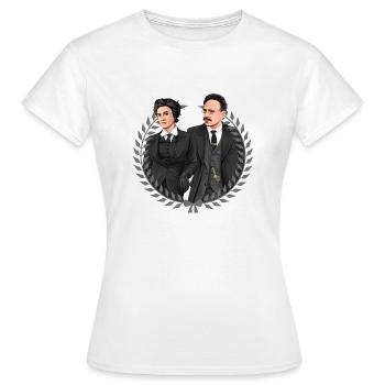 Rosa Luxemburg, Karl Liebknecht // Illustration - Women's T-Shirt - white - Front - AI Model Female 172 dark (172cm)
