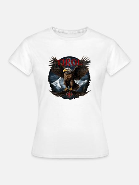 Tirol T-Shirt Tiroler Adler mit Berge - Frauen T-Shirt - Weiß