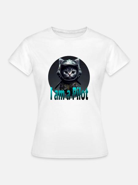 Pilot Cat - Frauen T-Shirt - Weiß