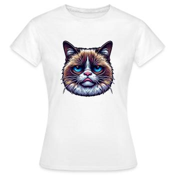 Cat with bad mood - Women's T-Shirt - white - Front - AI Model Female 172 dark (172cm)