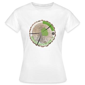 Disque d’arbre original avec logo sur le bord - T-shirt Femme - blanc - Devant - AI Model Female 172 dark (172cm)