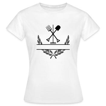 Garden tools gardener laurel wreath - Women's T-Shirt - white - Front - AI Model Female 172 dark (172cm)