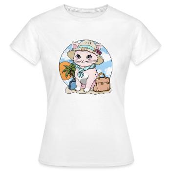 Kitty auf Reisen2 - Frauen T-Shirt - Weiß - Vorne - AI Model Female 172 dark (172cm)