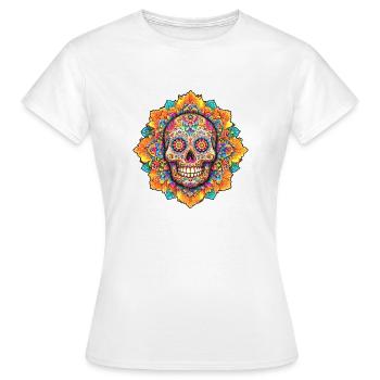 Le Jour du Crâne en Sucre Mort - T-shirt Femme - blanc - Devant - AI Model Female 172 dark (172cm)