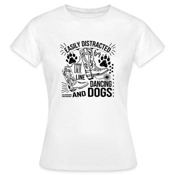 Danse en ligne et amour des chiens combinés - T-shirt Femme - blanc - Devant - AI Model Female 172 dark (172cm)