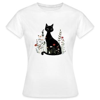 Chat noir élégant | Journée du chat noir - T-shirt Femme - blanc - Devant - AI Model Female 172 dark (172cm)