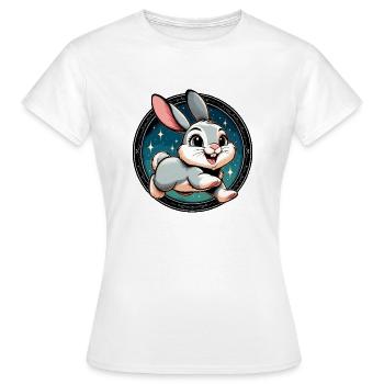 Kaninchen in der Nacht - Frauen T-Shirt - Weiß - Vorne - AI Model Female 172 dark (172cm)