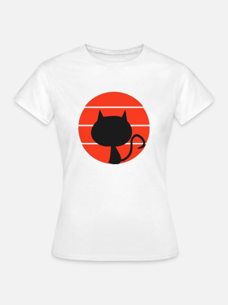 Teufelskatze im Retro-Stil - Frauen T-Shirt - Weiß
