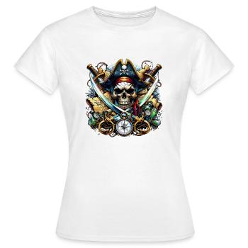 Totenkopf Pirat - Frauen T-Shirt - Weiß - Vorne - AI Model Female 172 dark (172cm)