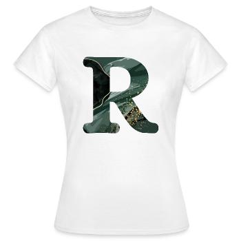 Lettre r marbré vert - T-shirt Femme - blanc - Devant - AI Model Female 172 dark (172cm)