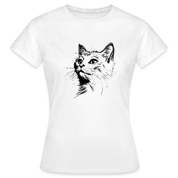 Cat, Cat Motif, Cat Face - Women's T-Shirt - white - Front - AI Model Female 172 dark (172cm)