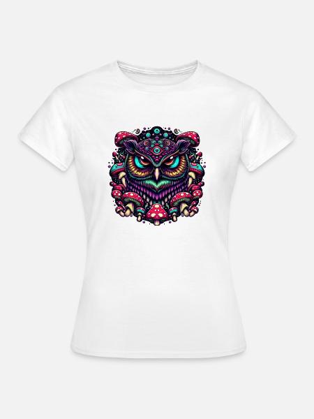Psychedelische Eule - Frauen T-Shirt - Weiß