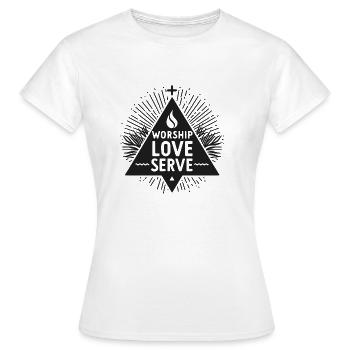 Worship Love Serve - Women's T-Shirt - white - Front - AI Model Female 172 dark (172cm)
