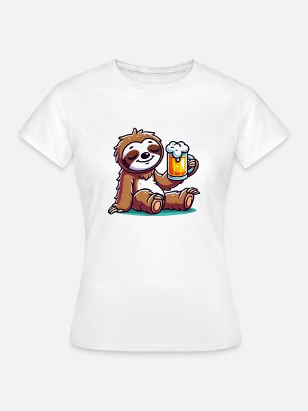 faultier bier comic - Frauen T-Shirt - Weiß