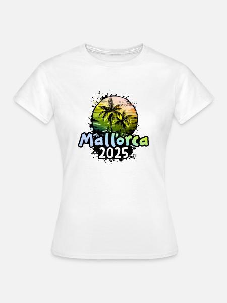 Mallorca 2025 Urlaub Palmen - Frauen T-Shirt - Weiß