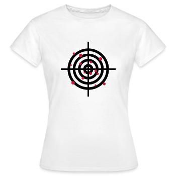 zielscheibe_mit_einschussloechern_2c - Women's T-Shirt - white - Front - AI Model Female 172 dark (172cm)