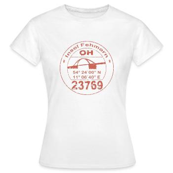 Fehmarn Stempel - Frauen T-Shirt - Weiß - Vorne - AI Model Female 172 dark (172cm)