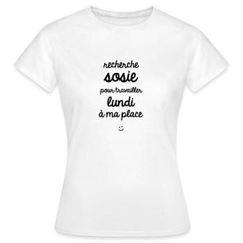 Recherche sosie - T-shirt Femme - blanc - Devant - AI Model Female 172 dark (172cm)
