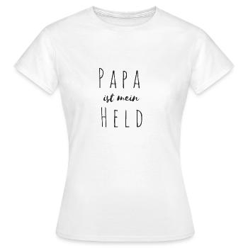 Papa ist mein Held - Frauen T-Shirt - Weiß - Vorne - AI Model Female 172 dark (172cm)