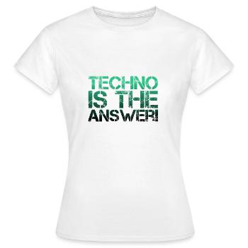 TECHNO - Women's T-Shirt - white - Front - AI Model Female 172 dark (172cm)