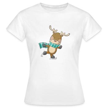 Patinage de rennes comique mignon - T-shirt Femme - blanc - Devant - AI Model Female 172 dark (172cm)
