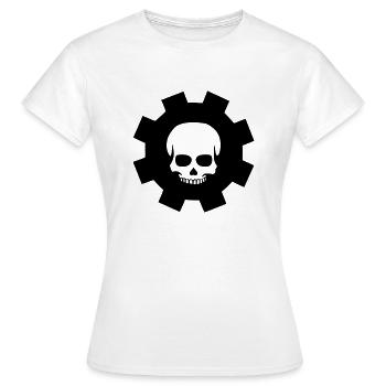 Zahnrad Totenkopf - Frauen T-Shirt - Weiß - Vorne - AI Model Female 172 dark (172cm)