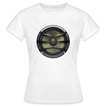 Lautsprecher mit Musik - Frauen T-Shirt - Weiß - Vorne - AI Model Female 172 dark (172cm)