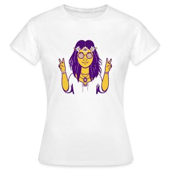 Hippy Hippie Girl Retro Vintage 60s 70's Style - Frauen T-Shirt - Weiß - Vorne - AI Model Female 172 dark (172cm)