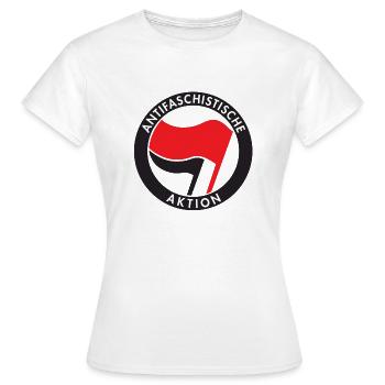 Antifa Logo - Frauen T-Shirt - Weiß - Vorne - AI Model Female 172 dark (172cm)