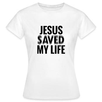 Jésus m'a sauvé la vie - T-shirt Femme - blanc - Devant - AI Model Female 172 dark (172cm)
