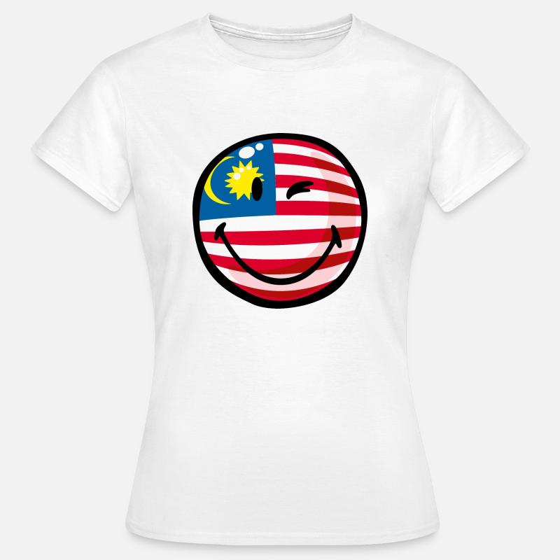 Smiley Flag Malaysia - Maglietta da donna - bianco