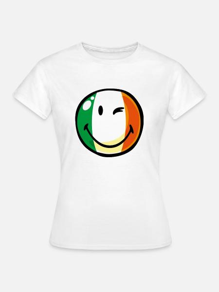 Smiley Flag Ireland - Frauen T-Shirt - Weiß