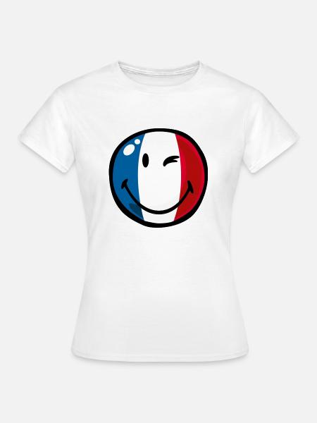 Smiley Flag France - Frauen T-Shirt - Weiß
