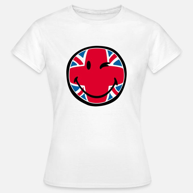 Smiley Great Britain - T-shirt dam - vit