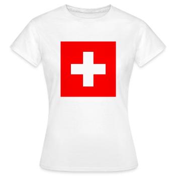 Schweiz Flagge - Frauen T-Shirt - Weiß - Vorne - AI Model Female 172 dark (172cm)