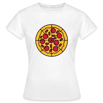 coupé morceaux morceaux pizza rond grand dessin an - T-shirt Femme - blanc - Devant - AI Model Female 172 dark (172cm)