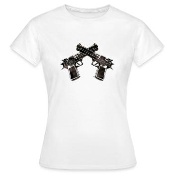 guns design - Frauen T-Shirt - Weiß - Vorne - AI Model Female 172 dark (172cm)