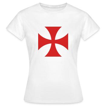 TEMPLER KREUZ ROT - Frauen T-Shirt - Weiß - Vorne - AI Model Female 172 dark (172cm)