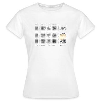 Bitcoin Block 0 Code - Frauen T-Shirt - Weiß - Vorne - AI Model Female 172 dark (172cm)